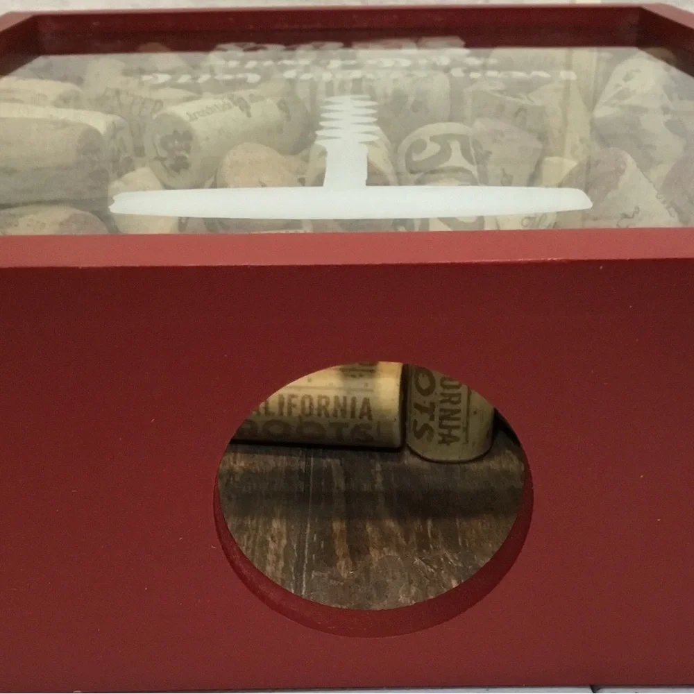 Wooden Cork Holder Shadow Box Glass Front Wine Collectibles, comes with Corks